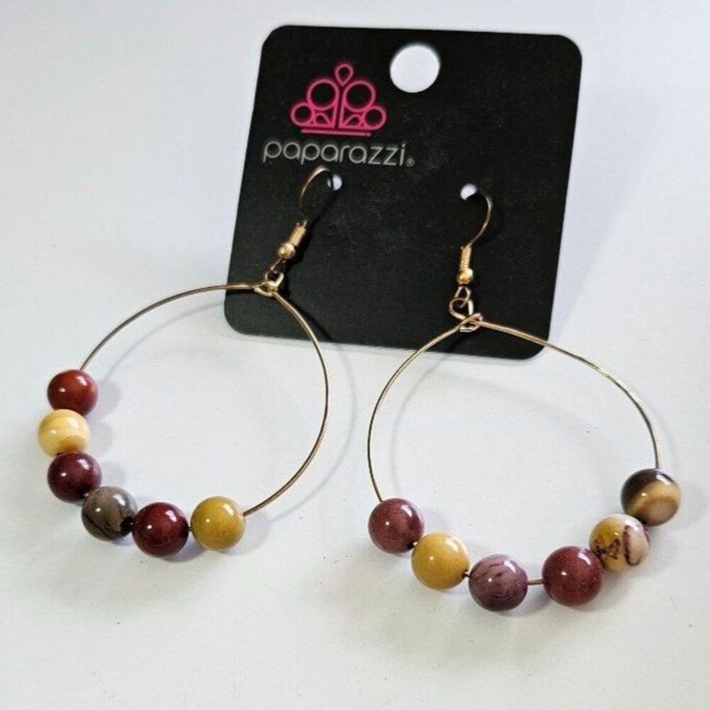 Paparazzi gold tone stone bead earrings